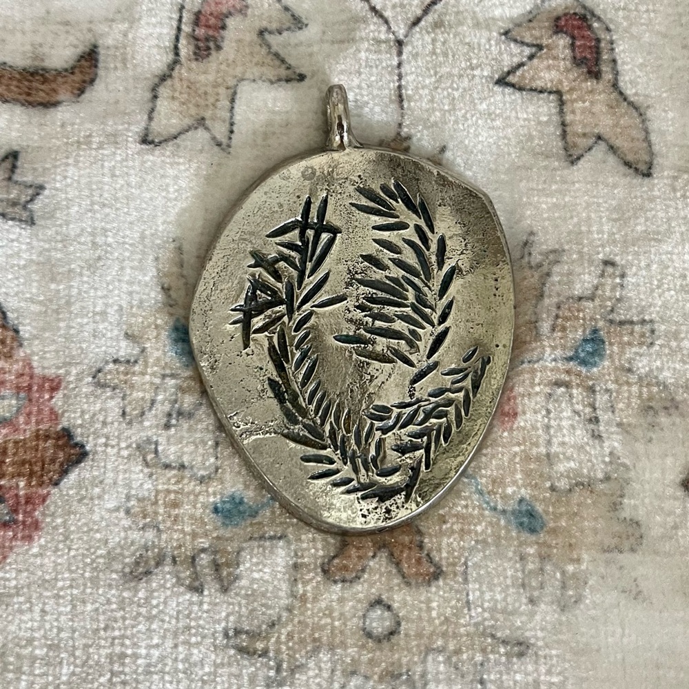Robert Larin Brutalist Modernist Pewter Fern Pendant